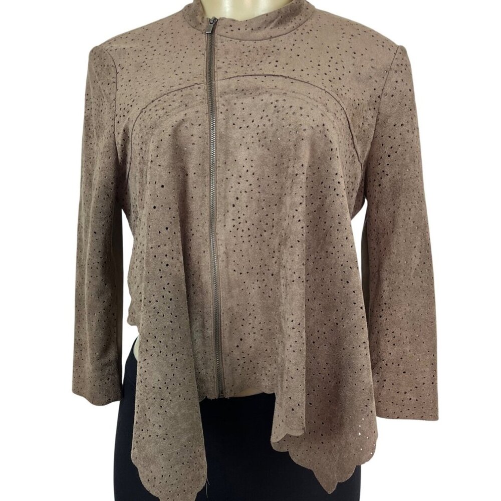 BCBGMAXAZRIA Womens Brown Crop Jacket With Zipper Closure Size S